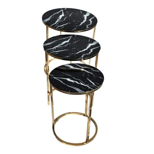 Masuta Magma set 3 sticla securizat, picioare metal auriu