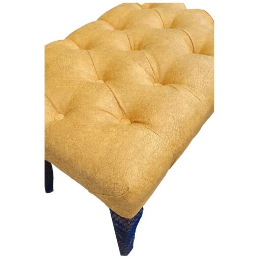 Canapea tip banca luxe tapitata cu stofa, Mustar, 90 cm x 45 cm x 45 cm - imagine 3