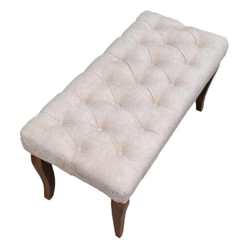 Canapea tip banca luxe tapitata cu stofa, Crem, 90 cm x 45 cm x 45 cm - imagine 2