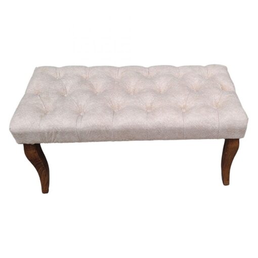 Canapea tip banca luxe tapitata cu stofa, Crem, 90 cm x 45 cm x 45 cm