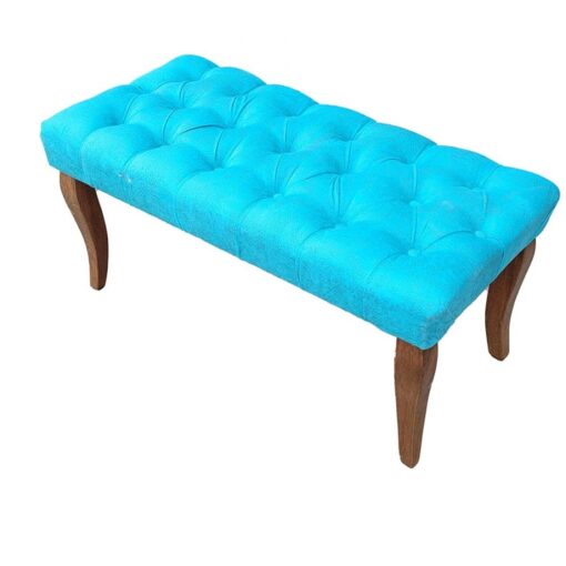 Canapea tip bancaluxe tapitata cu stofa, Turquaz, 90 cm x 45 cm x 45 cm - imagine 2