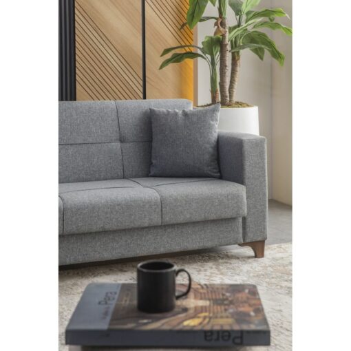 Coltar Anna  Zenveri, extensibil, cu lada, stofa textil, 235 x 125 cm Gri - imagine 3