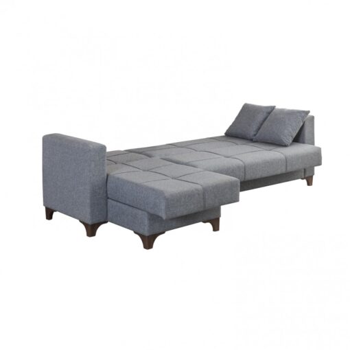 Coltar Anna  Zenveri, extensibil, cu lada, stofa textil, 235 x 125 cm Gri - imagine 4