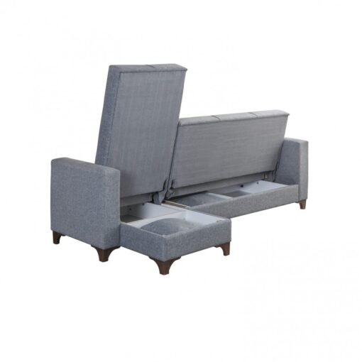 Coltar Anna  Zenveri, extensibil, cu lada, stofa textil, 235 x 125 cm Gri - imagine 5