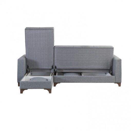 Coltar Anna  Zenveri, extensibil, cu lada, stofa textil, 235 x 125 cm Gri - imagine 6