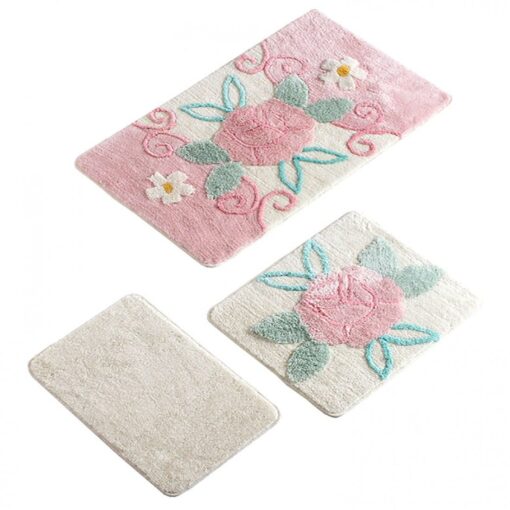 "GARDENIA Roz" Set 3 Covorase de baie