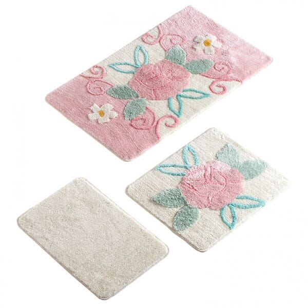 "GARDENIA Roz" Set 3 Covorase de baie