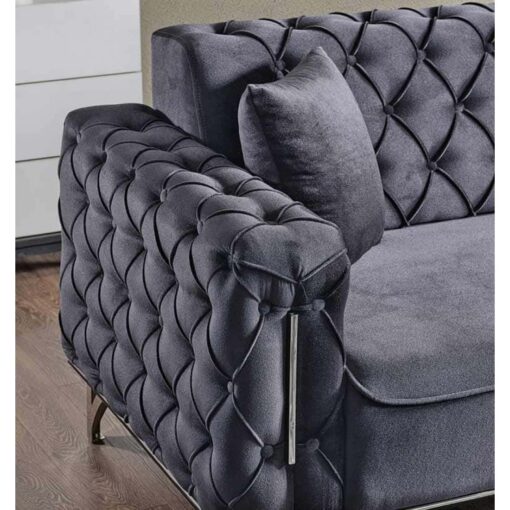 Canapea Zenveri Majestic, 3 locuri, 223x90x 83 cm, Culoare GRI - imagine 4