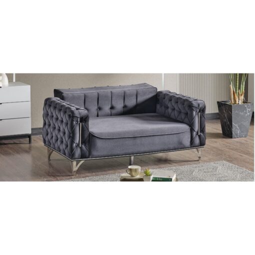 Canapea Zenveri Majestic, 3 locuri, 223x90x 83 cm, Culoare GRI - imagine 3