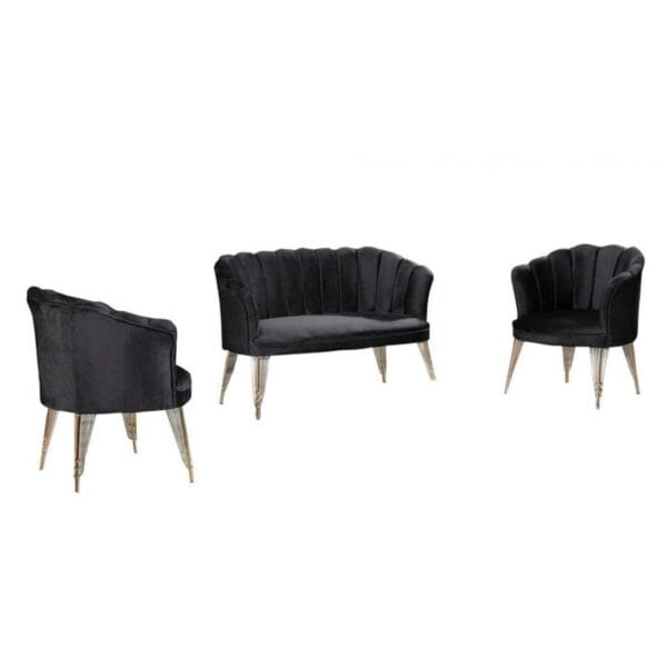 Set Canapele Paris Royale Coffee Set Negru - Görsel 2