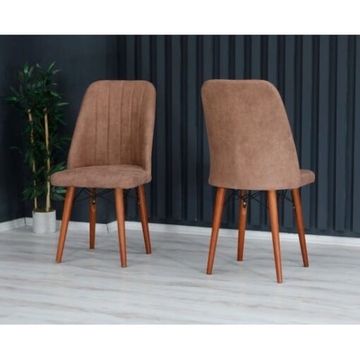 Set 6 Scaune tapitat dining/bucatarie, Lirona Maro, material textil, cadru metal, picioare Lemn - imagine 3