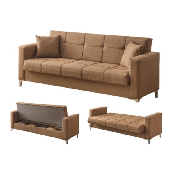 Canapea extensibila Zenveri LUNA,3 locuri, 225x115x85 cm, culoare Maro-Cappucino - Görsel 3