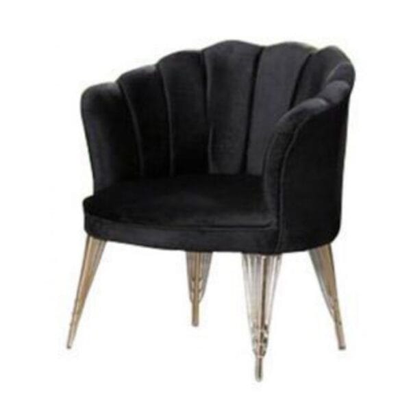 Fotolii Paris Royale,Negru, Tapitat Textil, Cadru si Picioare metal auriu