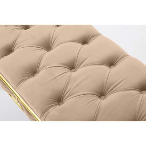 Canapea Bancuta Golden Master, Crem, stofa catifea, picioare metal auriu, 105 cm x 45 cm x 45 cm - imagine 2
