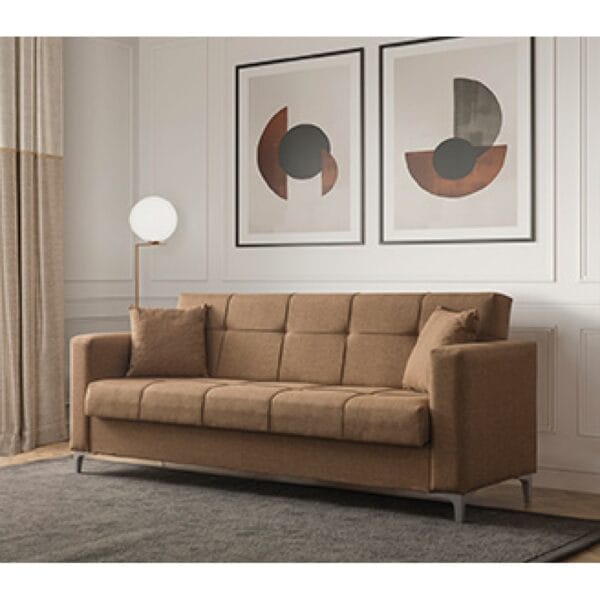 Canapea extensibila Zenveri LUNA,3 locuri, 225x115x85 cm, culoare Maro-Cappucino