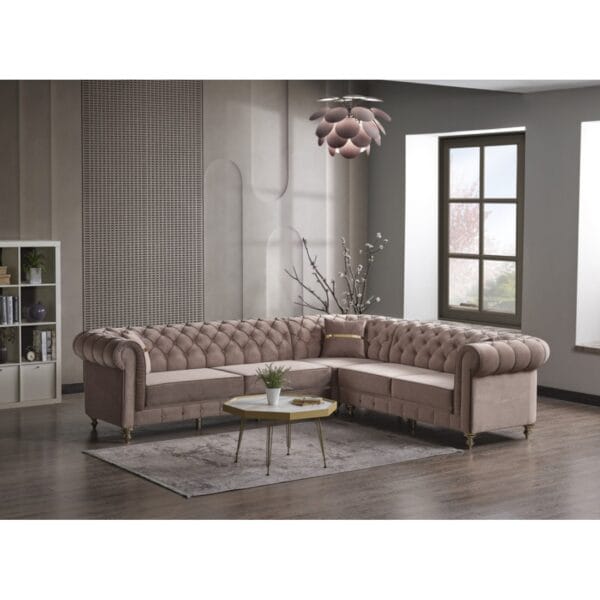 Canapea Zenveri Majestic , 3 locuri, 242x96x79 cm, culoare Cappucino Maro