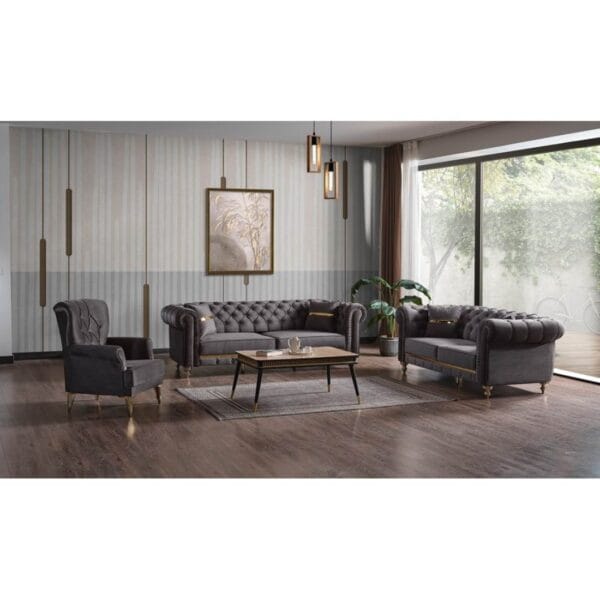 Canapea Zenveri Majestic , 242x96x79 cm, culoare Gri