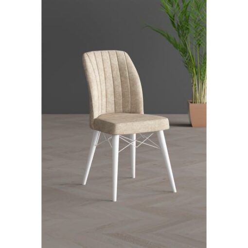 Scaun tapitat, Lirona , material textil, picioare Lemn ALB, cadru metal, dining/bucatarie