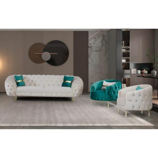 Canapele MERCURY, Crem Bej 3 locuri, 235x 87 x h 88 cm - imagine 2
