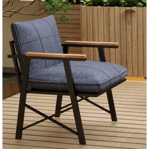 Set Lisbon Blue Jeans, picioare model X, mobilier terasă/grădină, canapea 2 locuri, 2 fotolii și măsuță - imagine 2