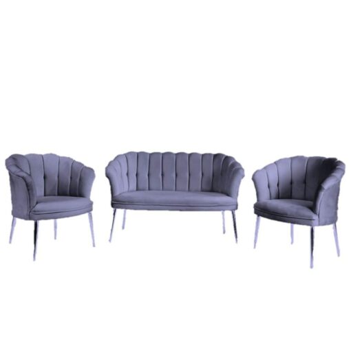 Canapele Paris Royale GRI, Tapitat Textil, Cadru Lemn, picioare metal auriu