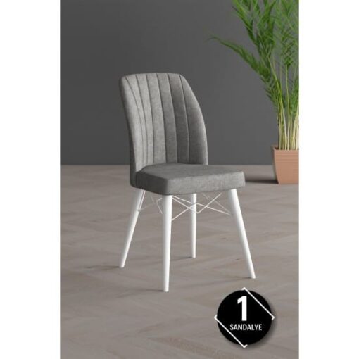 Scaun tapitat, Lirona , material textil, picioare Lemn ALB, cadru metal, dining/bucatarie - imagine 4