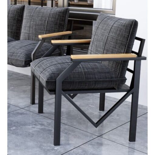 Set Lisbon Gri Antrazit, Model V, mobilier terasă/grădină, canapea 2 locuri, 2 fotolii și măsuță - imagine 2