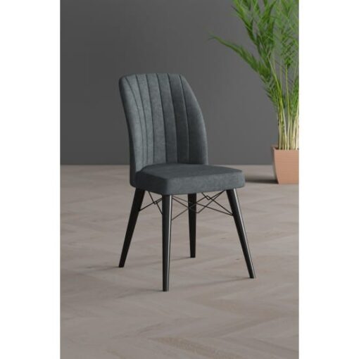 Scaun tapitat, Lirona , material textil, picioare Lemn NEGRU , dining/bucatarie, cadru metal - imagine 4