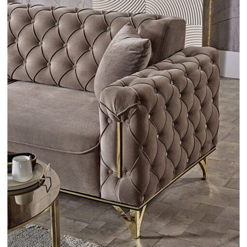 Canapea Zenveri Majestic, 3 locuri, 223x90x 83 cm, culoare Cappucino Maro - imagine 2