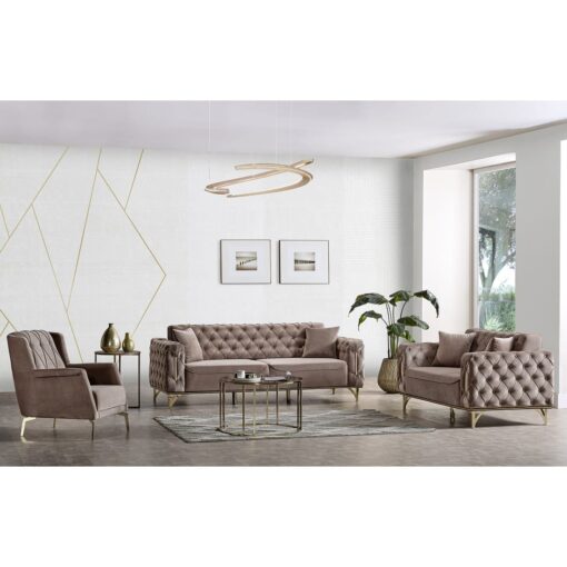 Canapea Zenveri Majestic, 3 locuri, 223x90x 83 cm, culoare Cappucino Maro