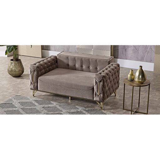 Canapea Zenveri Majestic, 3 locuri, 223x90x 83 cm, culoare Cappucino Maro - imagine 4