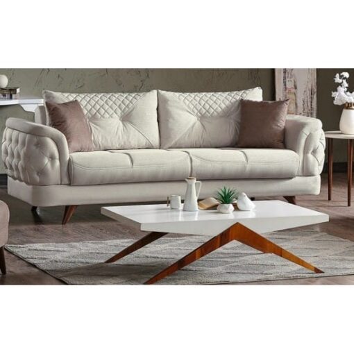 Canapea extensibila Meri Antracit Crem, 3 locuri, 240x98x93 cm - imagine 3