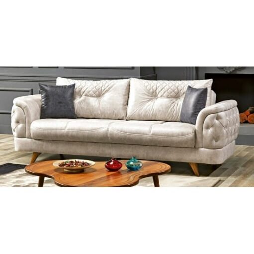Canapea extensibila Meri Antracit Crem, 3 locuri, 240x98x93 cm - imagine 2