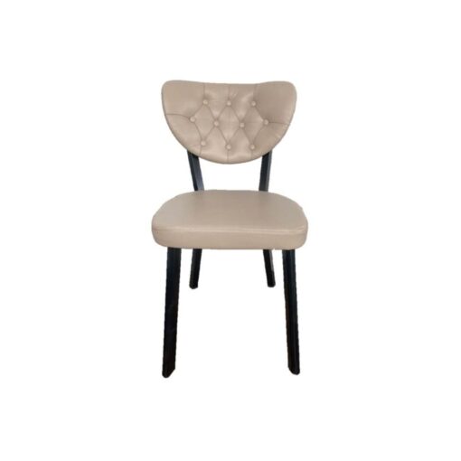 Scaun tapitat dining/bucatarie, Camellia Crem, material Piele ecologica, cadru Lemn, picioare metal negru - imagine 2