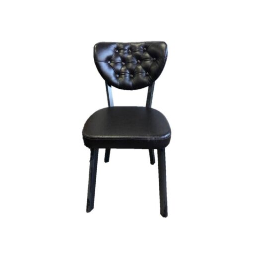 Scaun tapitat dining/bucatarie, Camellia Negru,, material Piele ecologica, cadru Lemn, picioare metal negru - imagine 2
