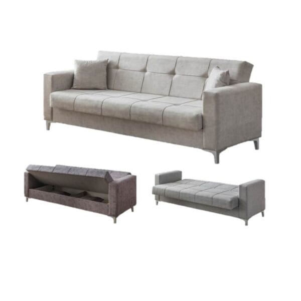 Canapea extensibila Zenveri LUNA, 3 locuri, 225x115x85 cm, culoare Crem - Görsel 4