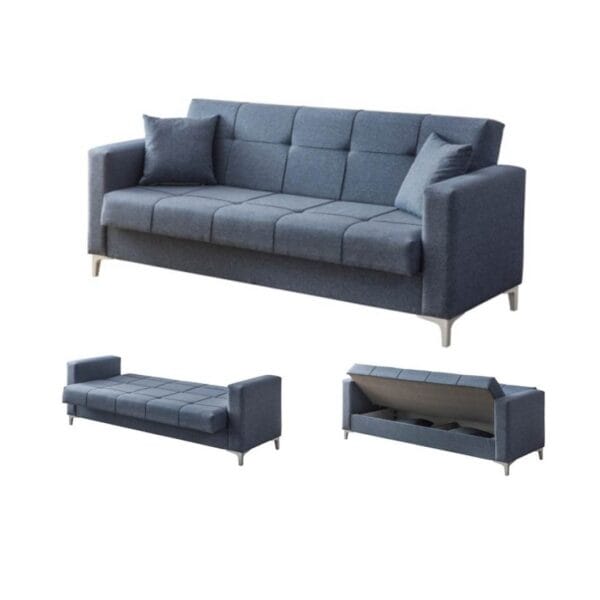 Canapea extensibila Zenveri LUNA, 3 locuri, 225x115x85 cm, culoare Marin