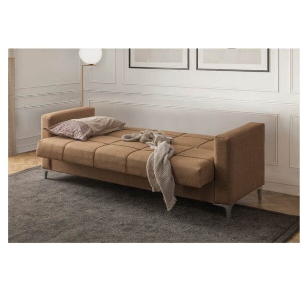 Canapea extensibila Zenveri LUNA,3 locuri, 225x115x85 cm, culoare Maro-Cappucino - Görsel 2