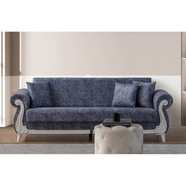 Canapea extensibila Zenveri LIVRON, 3 locuri, 225x115x85 cm, culoare Marin