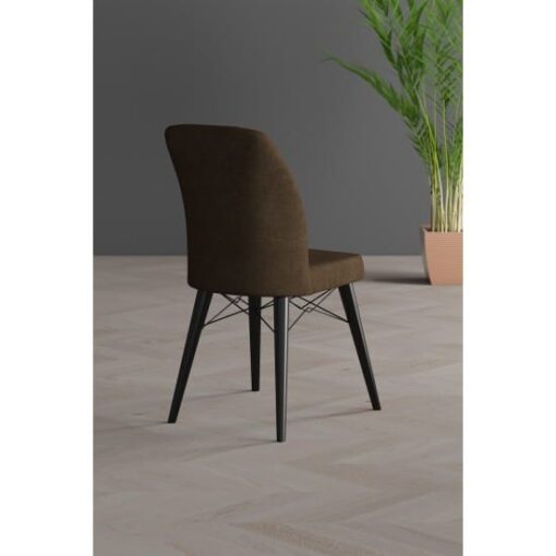 Scaun tapitat, Lirona Rozalin,Verde ,Maro, material textil, picioare Lemn NEGRU , dining/bucatarie, cadru metal - imagine 8