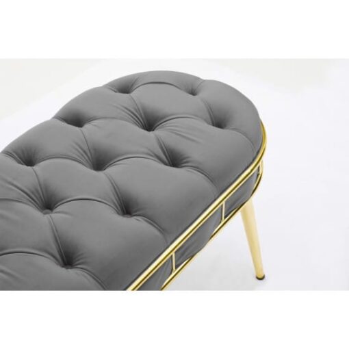 Canapea Bancuta Golden Master, Gri, stofa catifea, picioare metal auriu, 105 cm x 45 cm x 45 cm - imagine 2