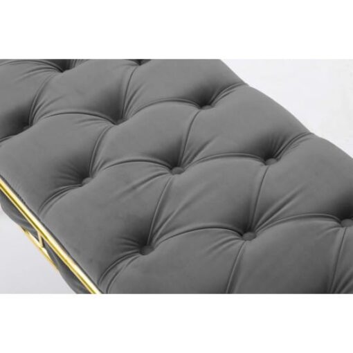 Canapea Bancuta Golden Master, Gri, stofa catifea, picioare metal auriu, 105 cm x 45 cm x 45 cm - imagine 3