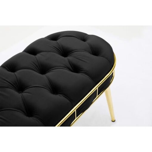 Canapea Bancuta Golden Master, Negru, stofa catifea, picioare metal auriu, 105 cm x 45 cm x 45 cm - imagine 2