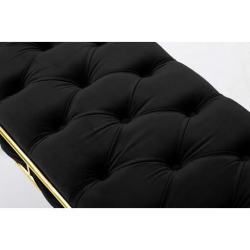 Canapea Bancuta Golden Master, Negru, stofa catifea, picioare metal auriu, 105 cm x 45 cm x 45 cm - imagine 3