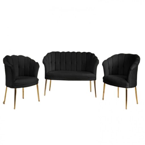 Set Canapele Paris Royale Coffee Set Negru - imagine 3