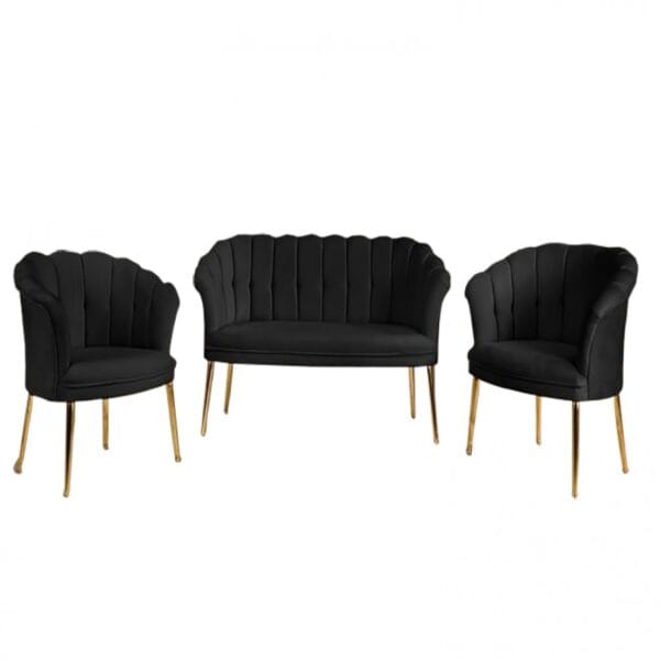 Set Canapele Paris Royale Coffee Set Negru - Görsel 3
