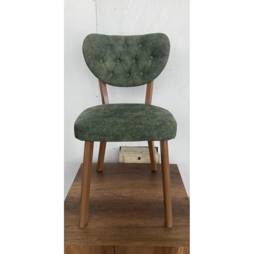 Scaun tapitat dining/bucatarie, Allesia Verde-Menta, material textil, cadru Lemn, picioare metal nuc - imagine 2