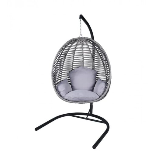 Balansoar suspendat Zenveri, 112x100x120/220 cm, otel/ macrome sinteti, Gri, Negru - imagine 3