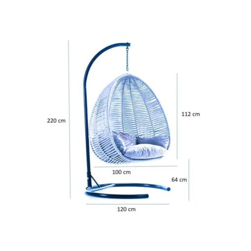 Balansoar suspendat Zenveri, 112x100x120/220 cm, oțel/macrame sintetic, Crem Cappuccino, Negru - imagine 5