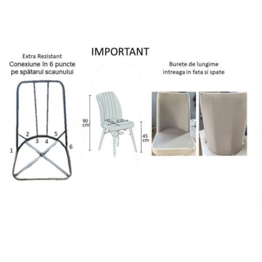 Scaun tapitat, Lirona , material textil, picioare Lemn ALB, cadru metal, dining/bucatarie - imagine 9